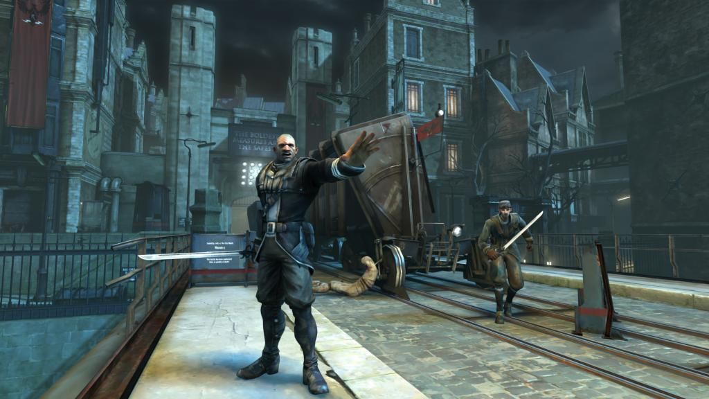 screenshot of dishonored streets and guards 