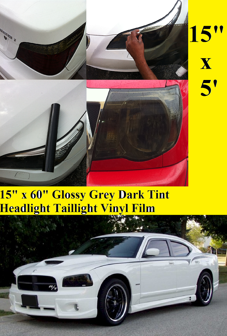 Find 15" x 60" Glossy Grey Dark Tint Headlight Taillight Fit all Cars