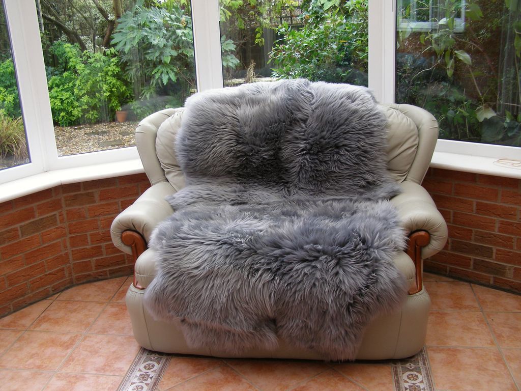 LUXURY GENUINE SHEEPSKIN RUG QUAD GREY 74" i2348 eBay