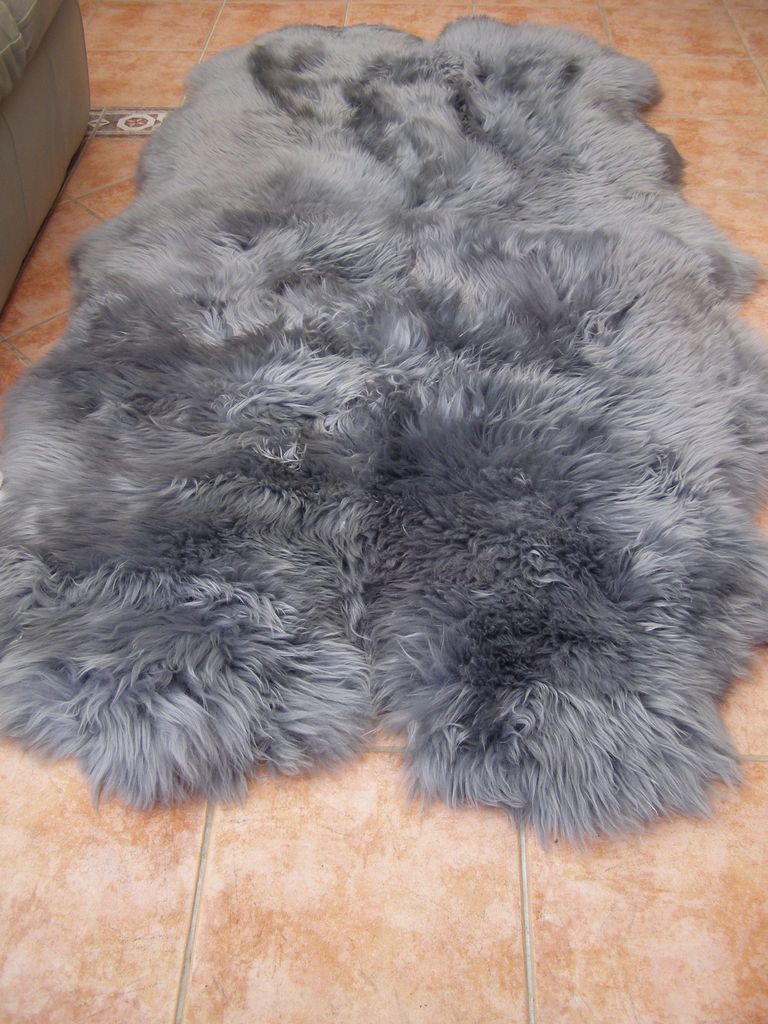 LUXURY GENUINE SHEEPSKIN RUG QUAD GREY 74" i2348 eBay