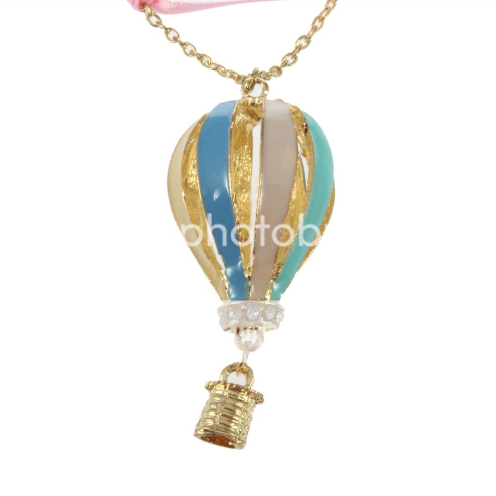 New Lovely Crystal Colorful Hot Air Balloon Fly Deamer Pendant Long