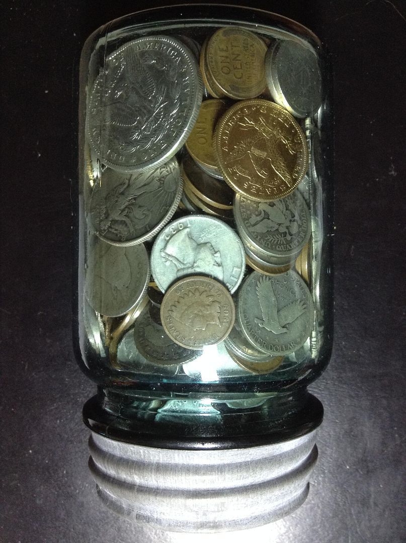 JAR FULL OF OLD US ESTATE COINS ☆ $3 $10 GOLD CC SILVER DOLLAR LOT☆1909 ...